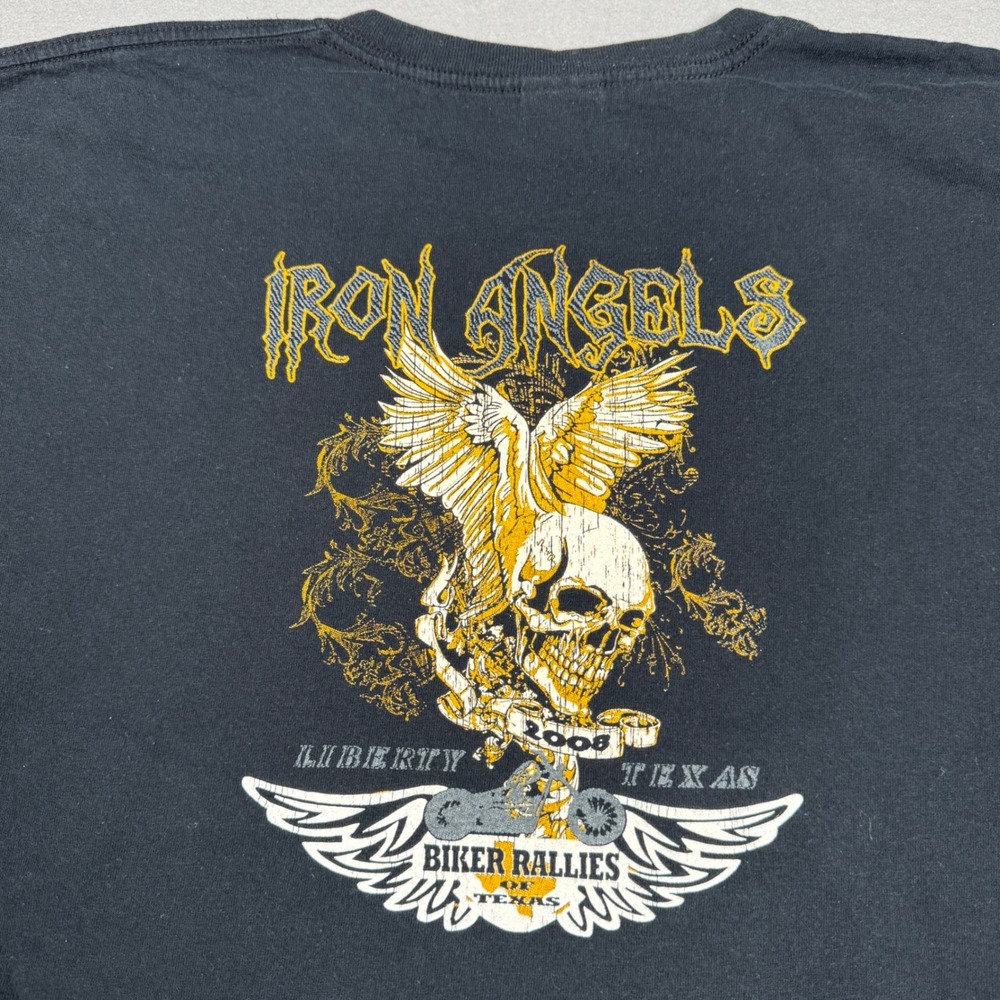 Gildan Iron Angels Biker Rallies of Texas 2008‎ Liberty TX Skull Tee Mens XL